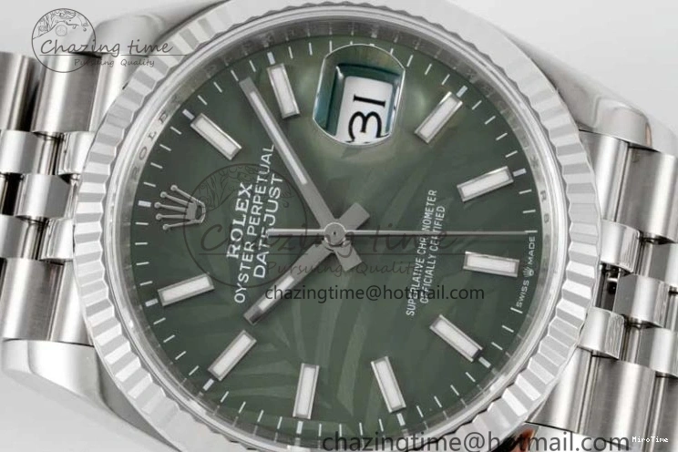 MiroTime 1227 Youthful DateJust 36 SS 116234 VSF 1:1 Best Edition 904L Steel Green Leaf Dial on Jubilee Bracelet VS 2056